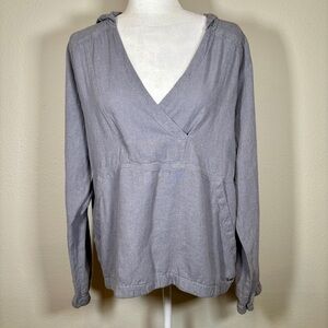 Prana Women's Gray V-Neck Tencel/Hemp Hoodie Size XL